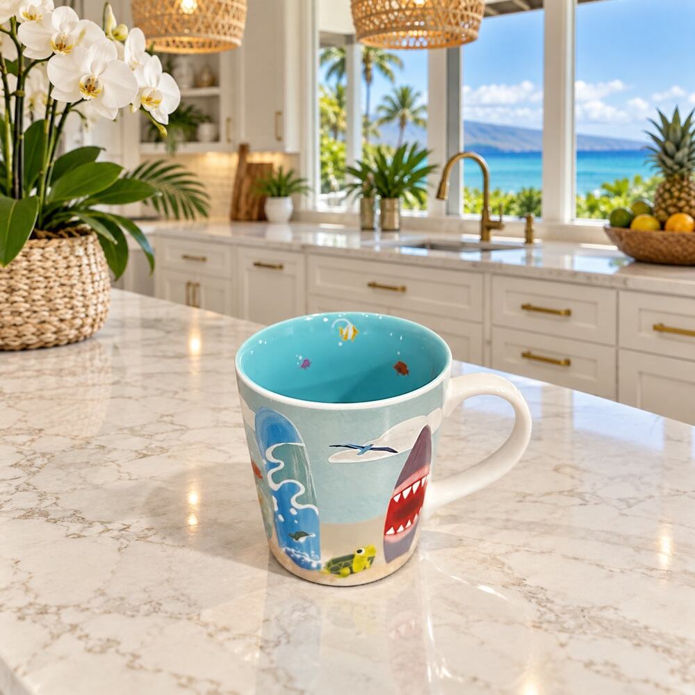 Starbucks Hawaii Surfboard Mug Beach Shark Turtle Coffee Cup